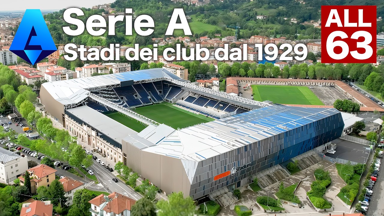 63 стадиона Серии А по вместимости (1929–2029, включая будущие модернизации)
