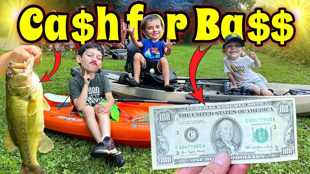 Kids $100 Bass Fishing Challenge 1v1v1 (Cash for Bass) Winner takes all