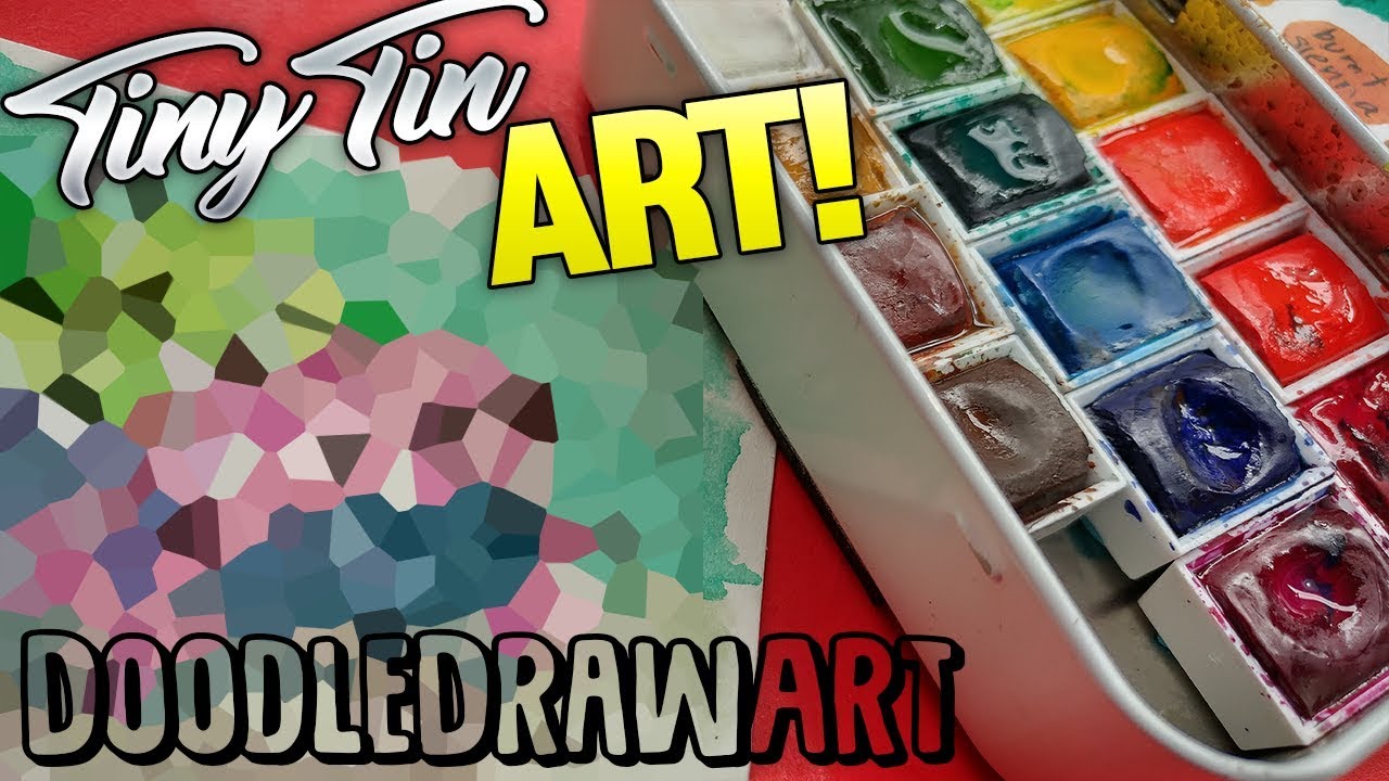 Tiny Tin Art #4 - What will I doodle and paint? Pen and Ink Watercolor Timelapse