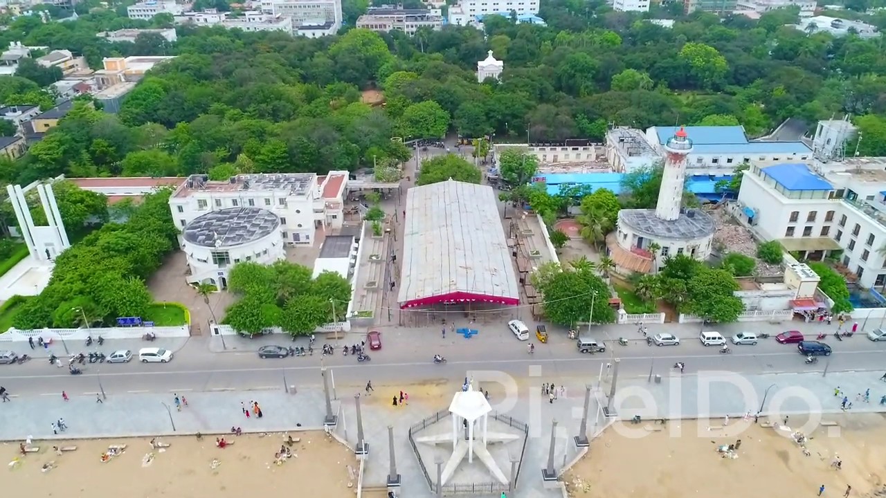 Promenade Beach  Pondicherry Aerial View