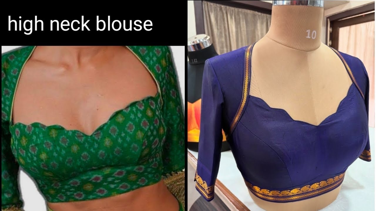 #High Neck Collar Blouse Halter Neck Blouse Cutting