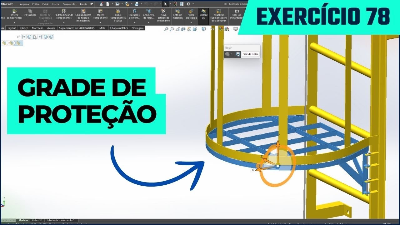GRADE DE PROTEÇÃO NO SOLIDWORKS - Estruturas Metálicas - EXERCÍCIO 78