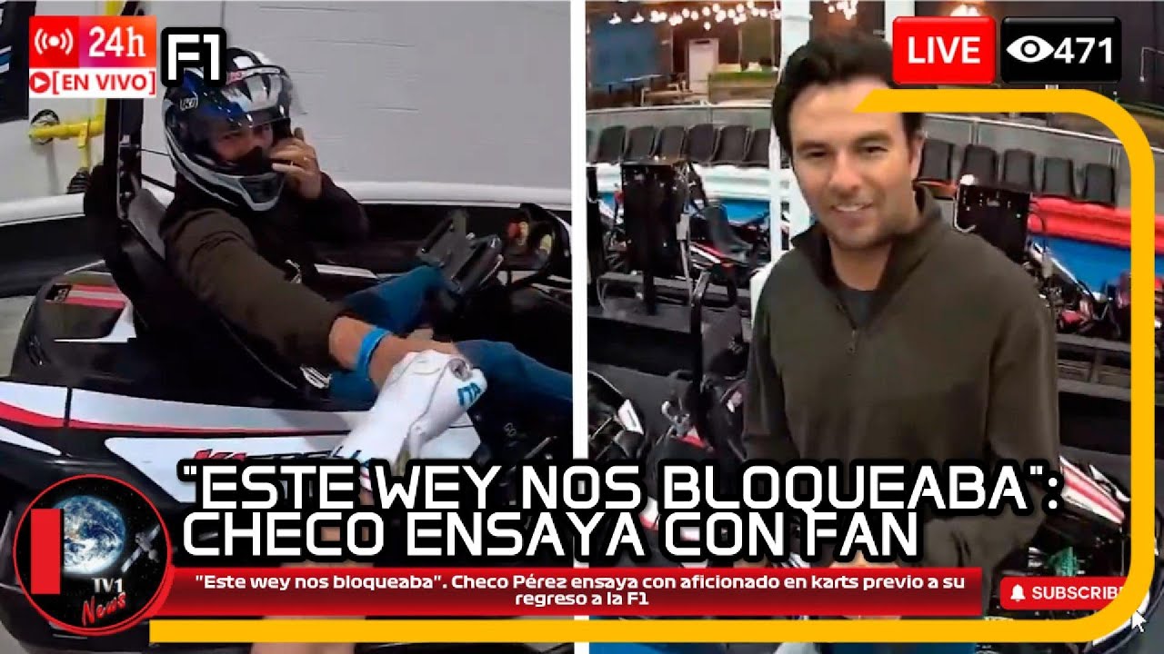 "Este wey nos bloqueaba": Checo Pérez ensaya con aficionado en karts previo a su regreso a la F1