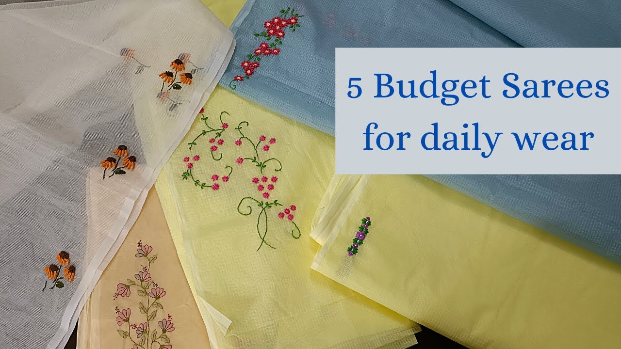 Daily wear budget saree display | Hand Embroidery designer sarees | Organdy and kota saree display