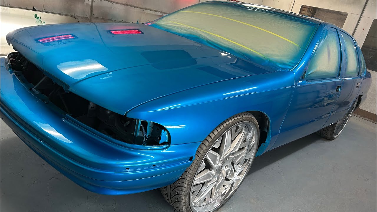 1993 Chevy bubble caprice on 26 inch forgiato blue paint job pt.2