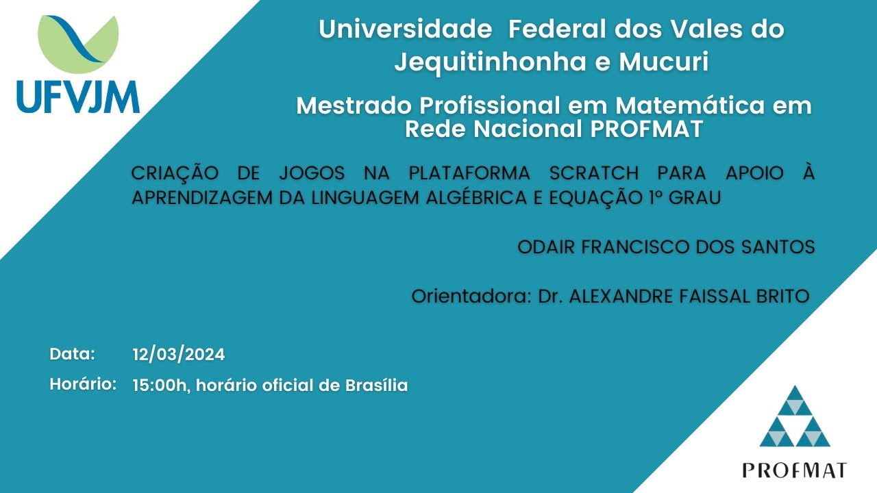 56ª Defesa de Dissertação de Mestrado do PROFMAT/UFVJM