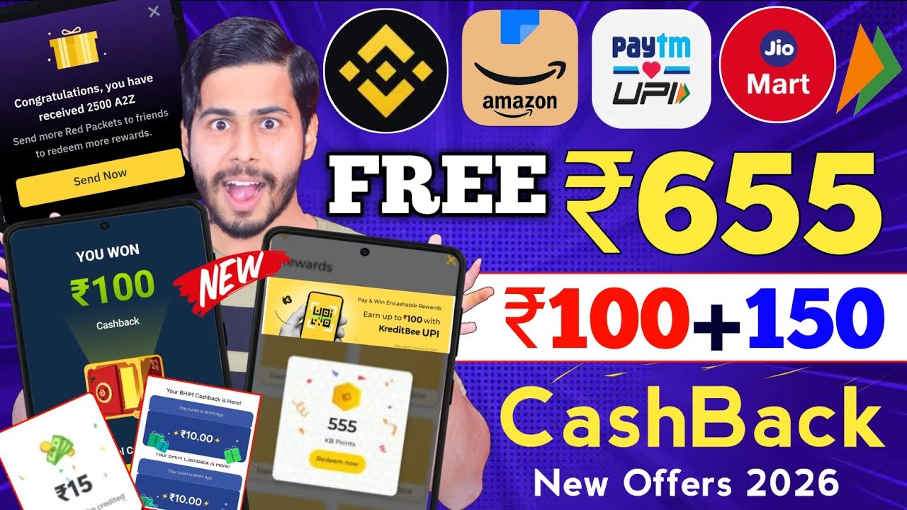 Amazon New Offer 🔥 ₹655 FREE CashBack Offers, paytm cashback offer, Binance Offer, bhim upi offer 
