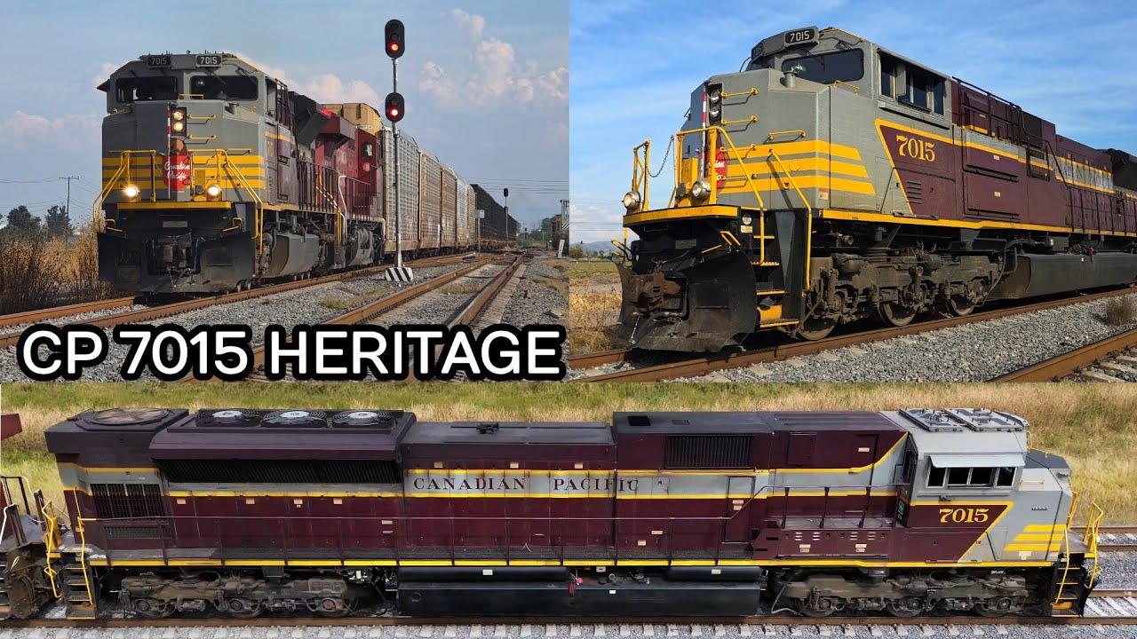 CP 7015 SD70ACU Maroon & Grey Heritage con persecusión por tierra y aire!!