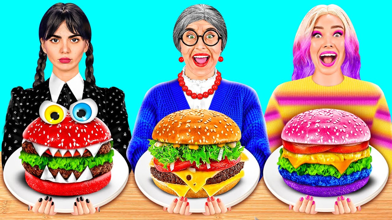 Wednesday vs Minha V&oacute; No Desafio De Culin&aacute;ria | Truques e Gadgets Secretos F&aacute;ceis BaRaDa Challenge