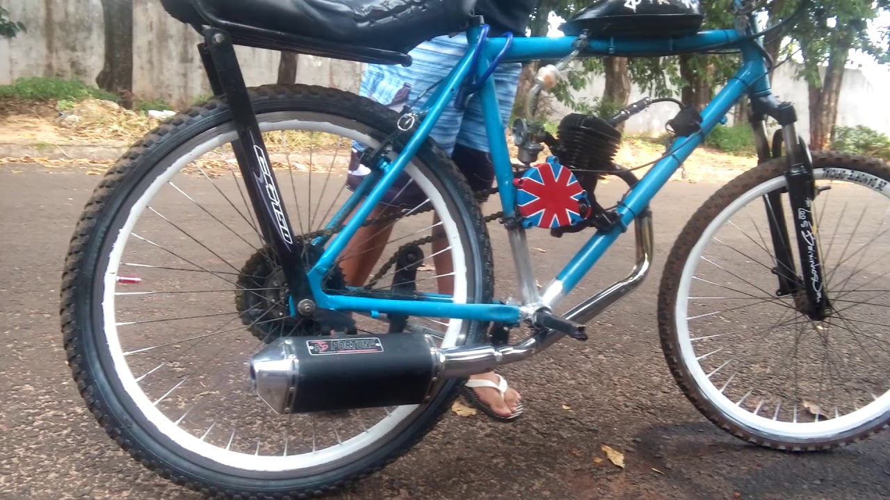 Bicicleta motorizada 80cc com escapamento fortuna