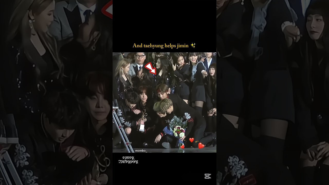 When jimin was trying to put his hand on suga and tae helped him 😩