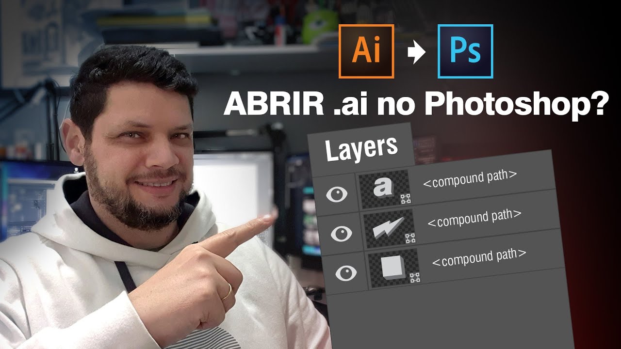 TUTORIAL! Como abrir aquivo illustrator no photoshop com vetores editáveis!