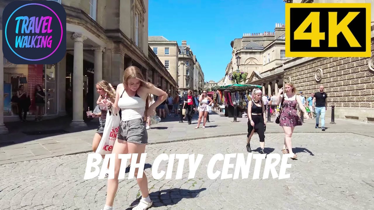 Bath City Centre Walk | Roman Baths & Georgian Streets 4K