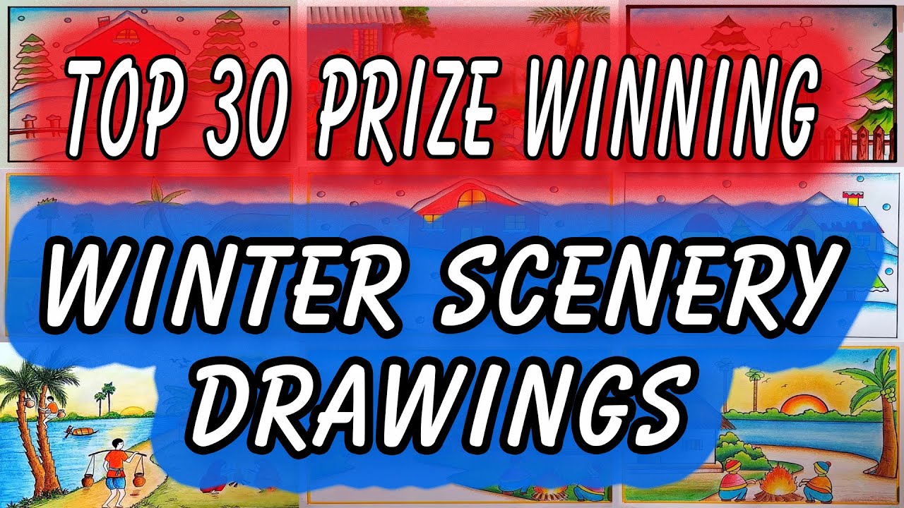 Top 30 Winter Season Drawing | Winter Scenery Easy | Winter Season Drawing Easy | Winter Scenery