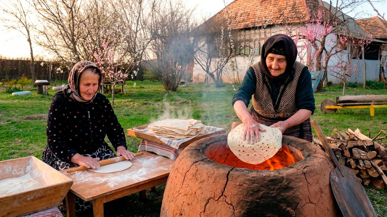 Grandmas Baking Fresh Flatbread in a Traditional Tandir! Caucasian Country Life