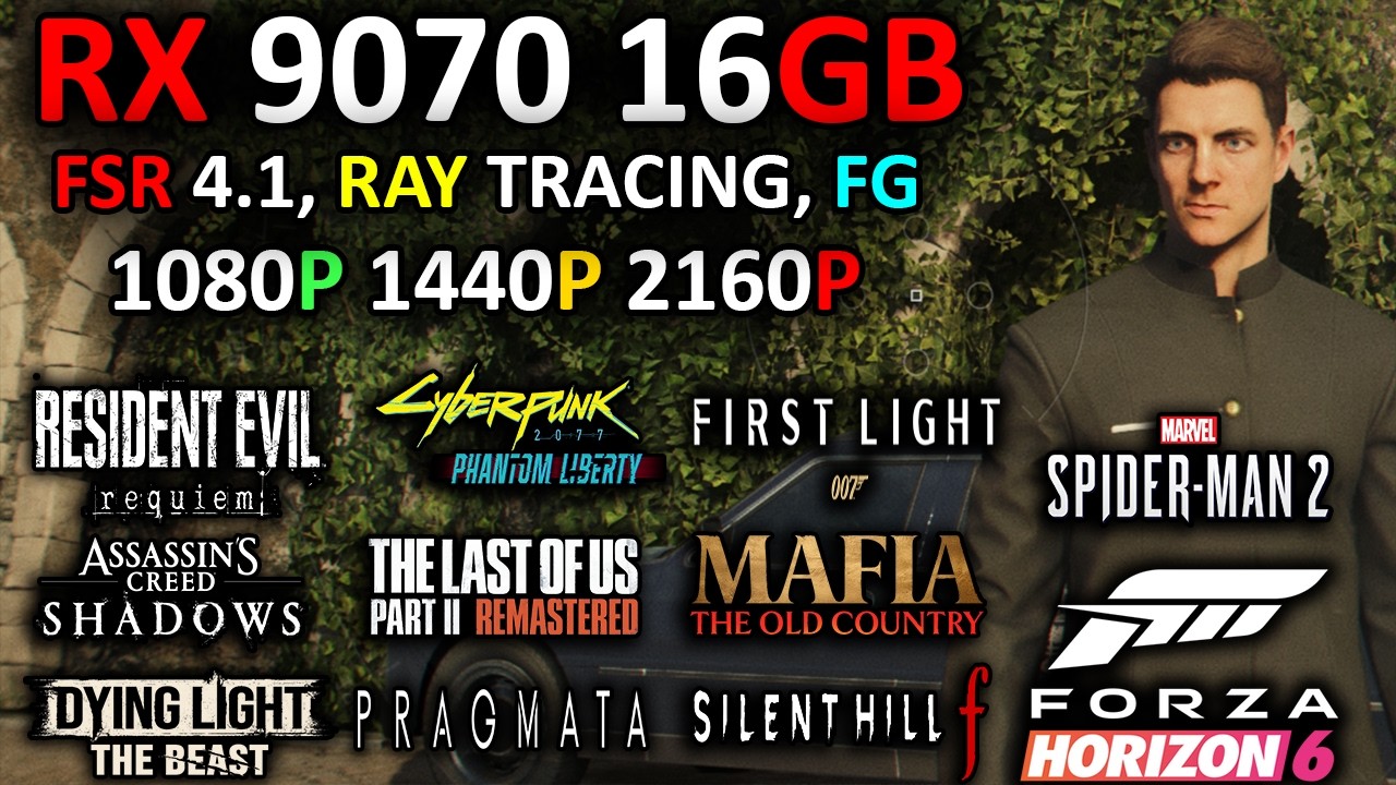 AMD RX 9070 16 ГБ | Тест в новых играх | FSR 4.1 / Трассировка лучей / FG | 1080p, 1440p, 4K | 2026