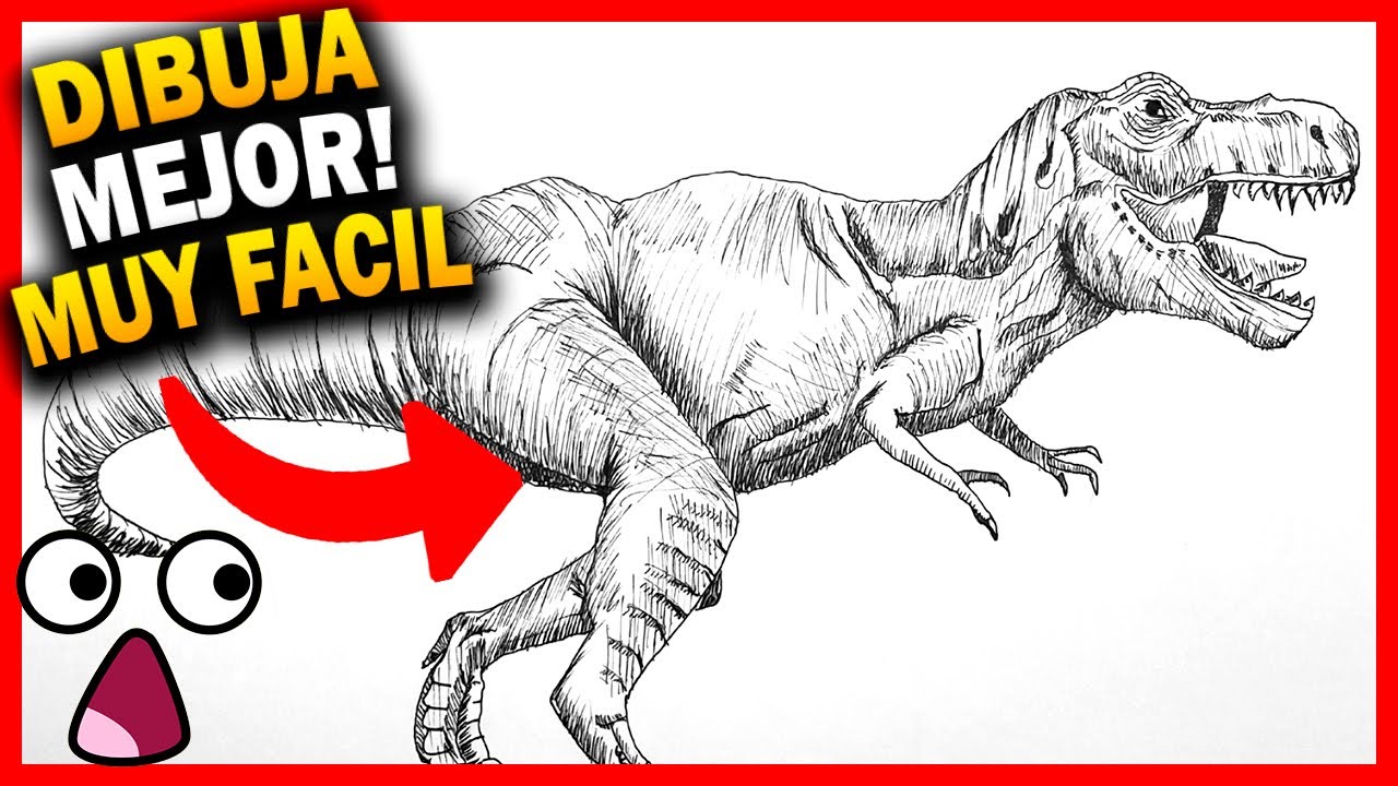Como DIBUJAR un DINOSAURIO f&aacute;cil paso a paso 🦖 [Tiranosaurio Rex REALISTA a l&aacute;piz]