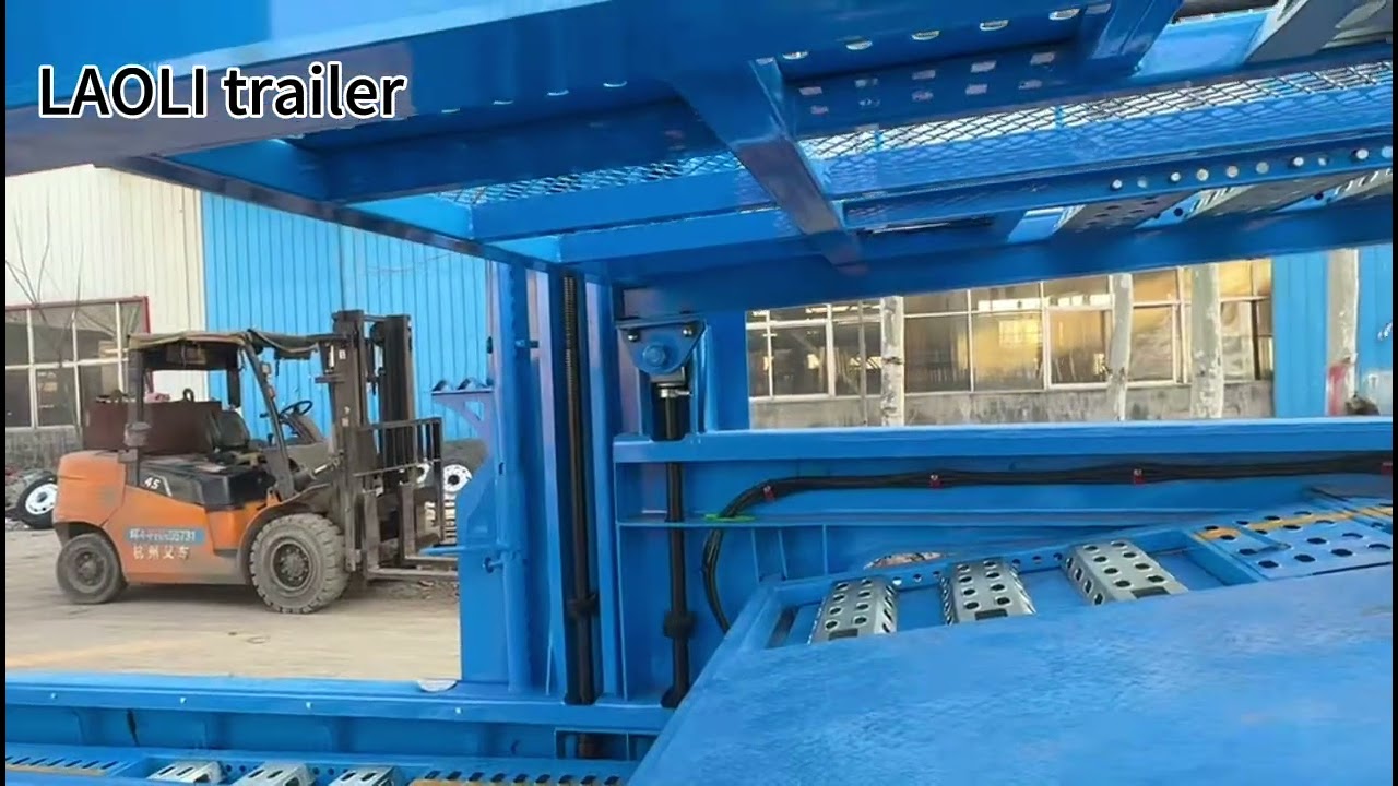 laoli trailer new car carrier trailer for Turkmenistan client, Screw lifting .3 axles 