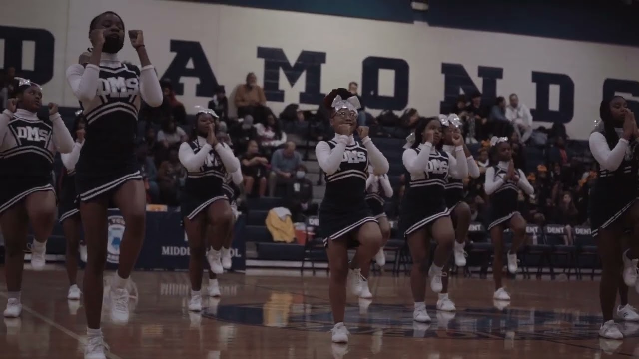 DENT MIDDLE SCHOOL CHEERLEADERS HALFTIME BASKETBALL PERFORMANCE#bluemarble #cheerleader #dentmiddle