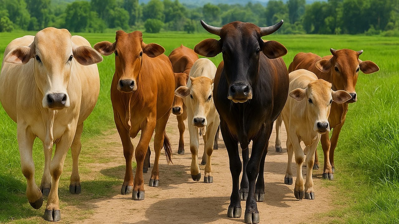 Aktivitas Sapi lembu berjalan pulang Menuju kandang, Suara Sapi Moo, Sapi Lucu Berkerumunan di jalan