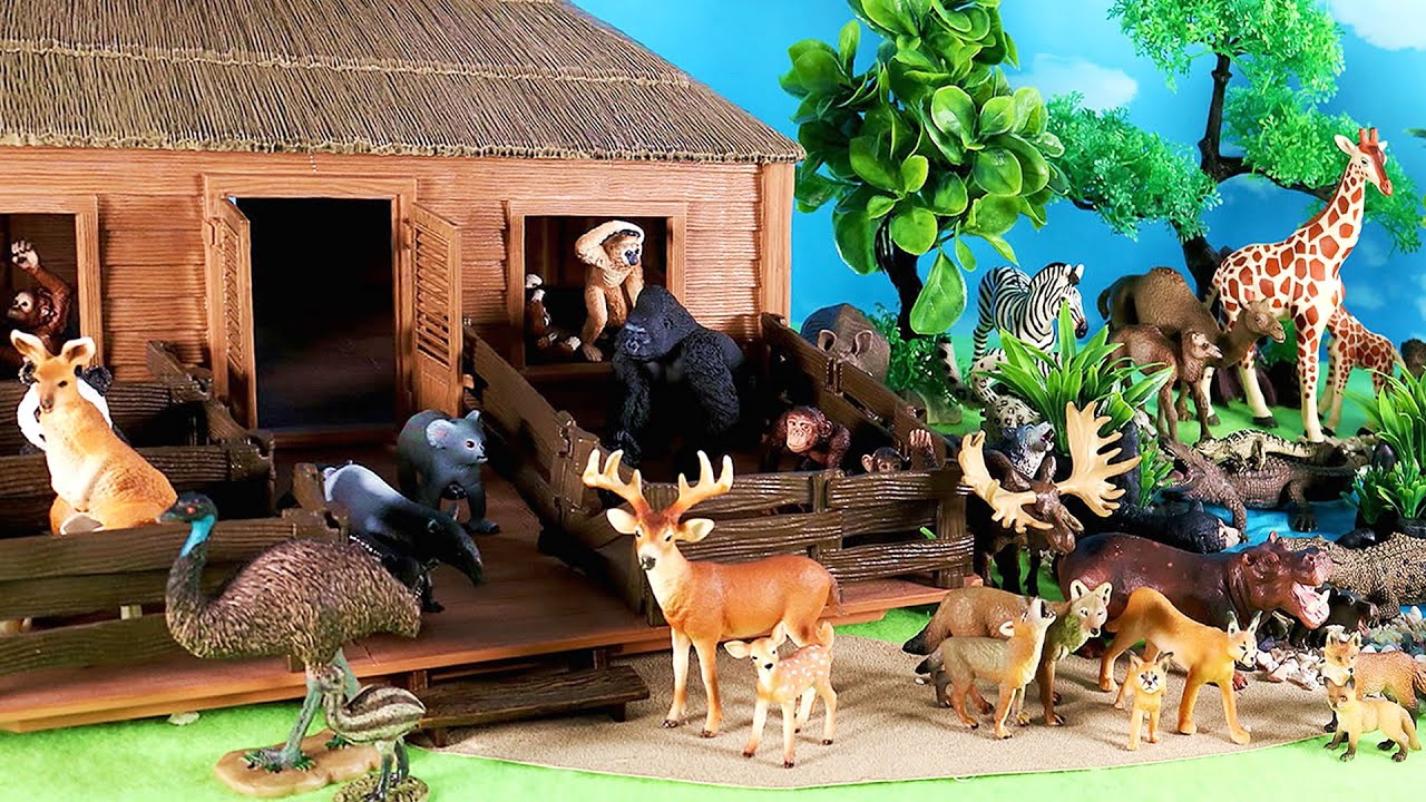 Animal Care Shelter Diorama and Safari Animal Figurines -  Learn Animal Names