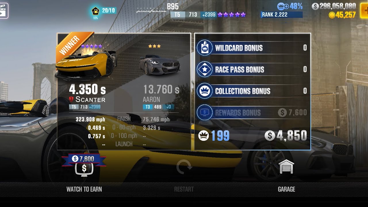 CSR2 - B95 (EP 2200-2400) (1/4 mile) - tune & shift for Tournaments (day 3) - 4.350