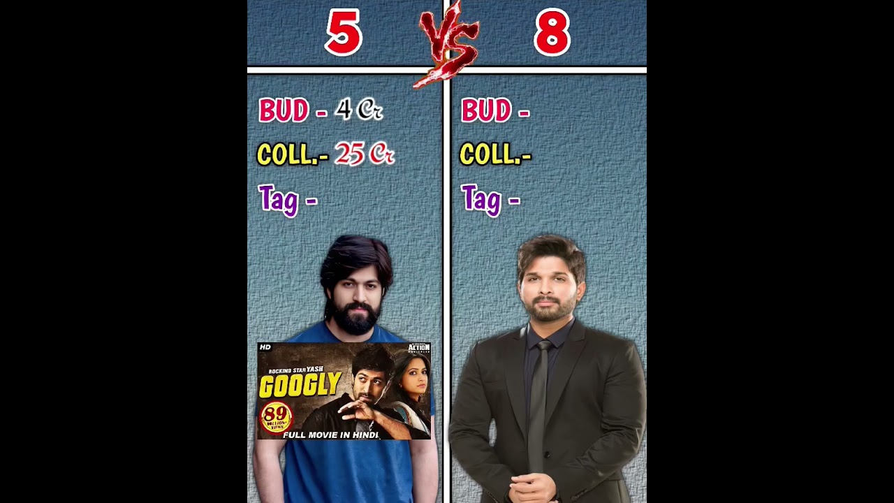 AlluArjun vs rockistar Yas last 20 Hits Blockbuster Movie Comparison 🎥 