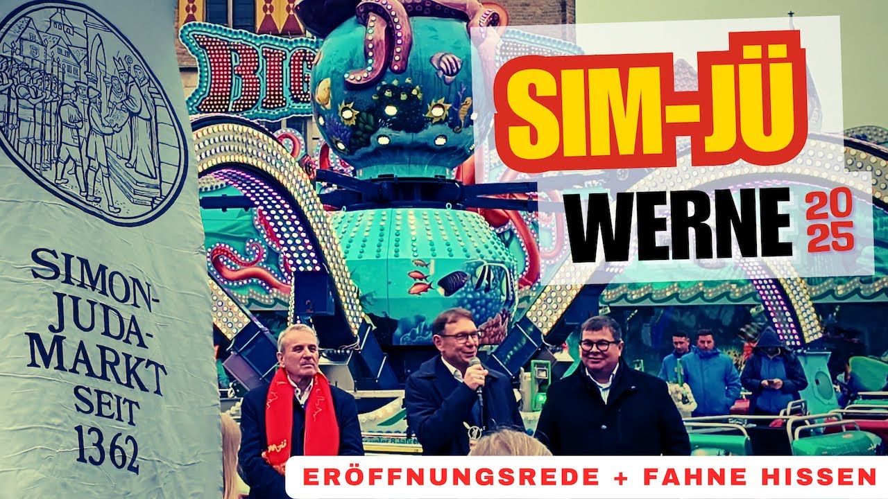 📣🎤 Er&ouml;ffnung der Sim-J&uuml; Kirmes in Werne 2025 + Fahne hissen ⭐ Simon-Juda-Markt startet feierlich!