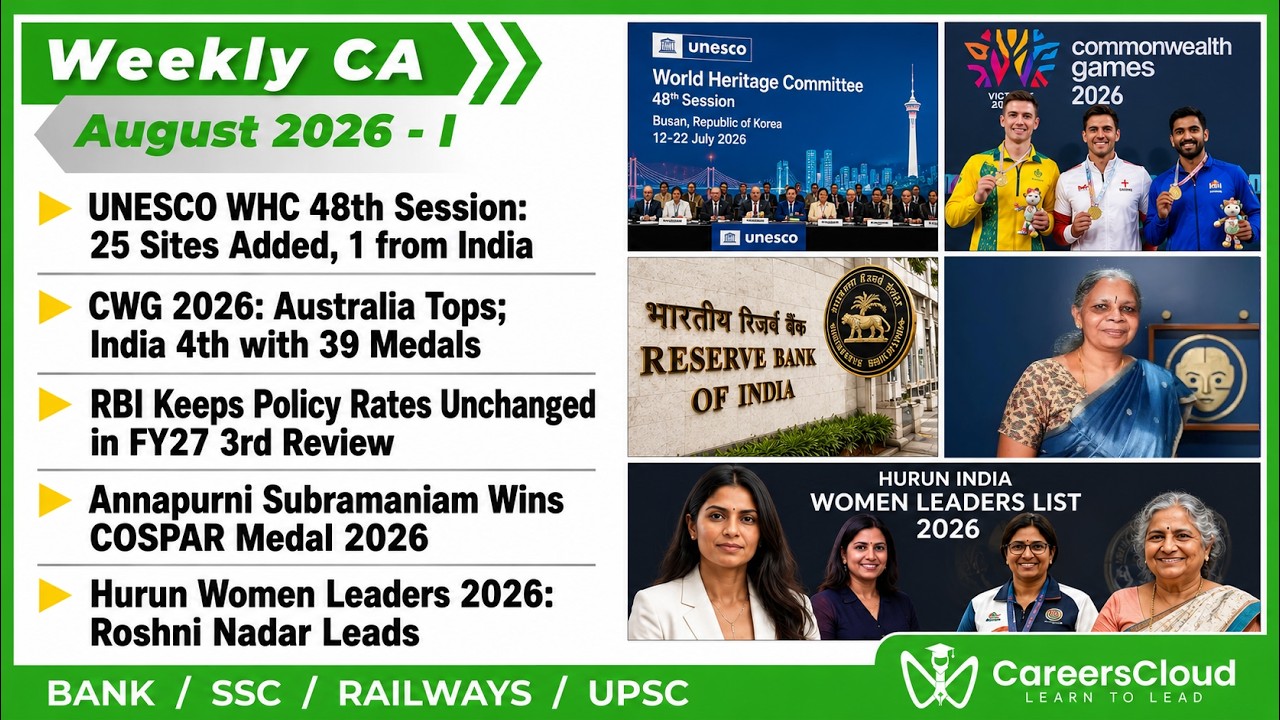 Current Affairs Weekly | 1 - 7 August 2026 | English | Current Affairs | AffairsCloud