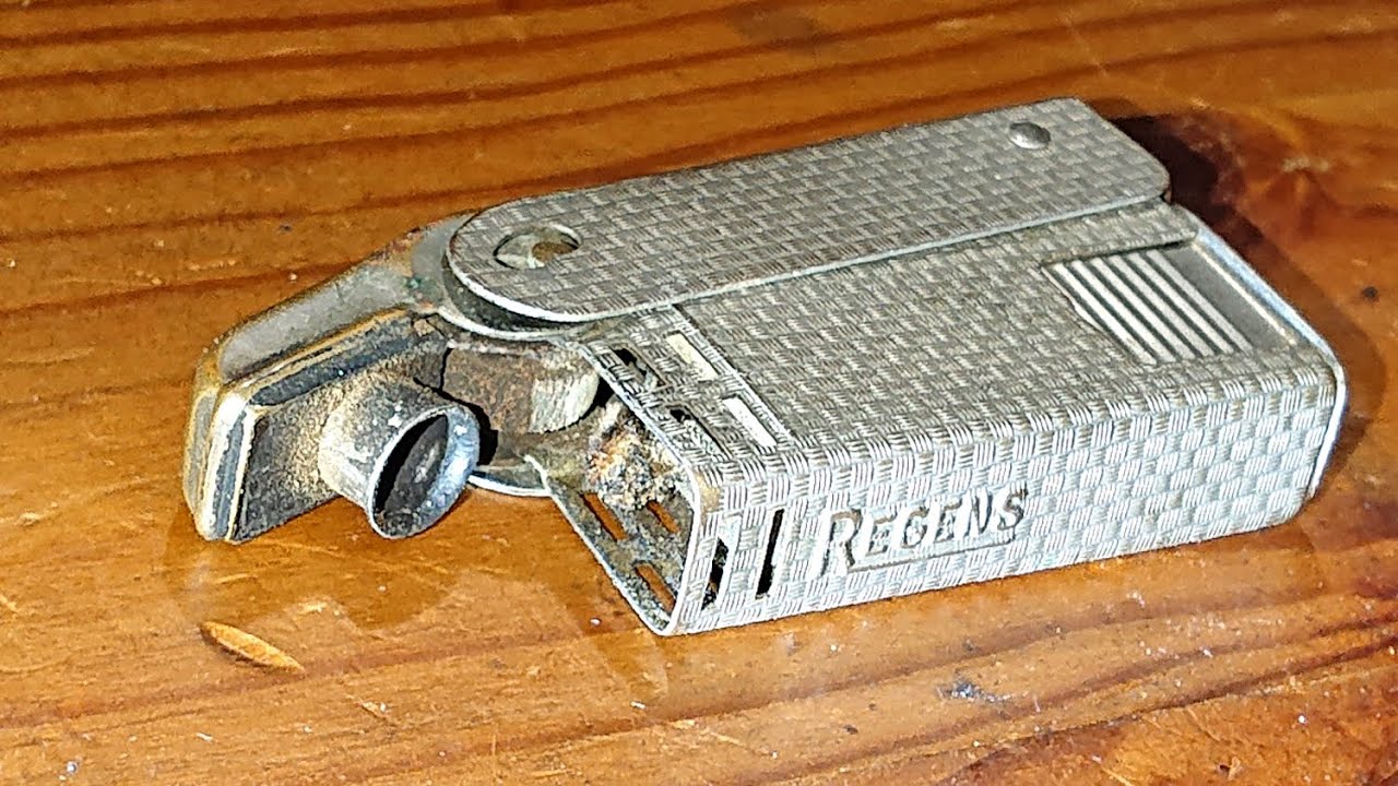 【Terrible Condition】Vintage 1950's Regens Side-Squeeze Petrol Cigarette Lighter Restoration