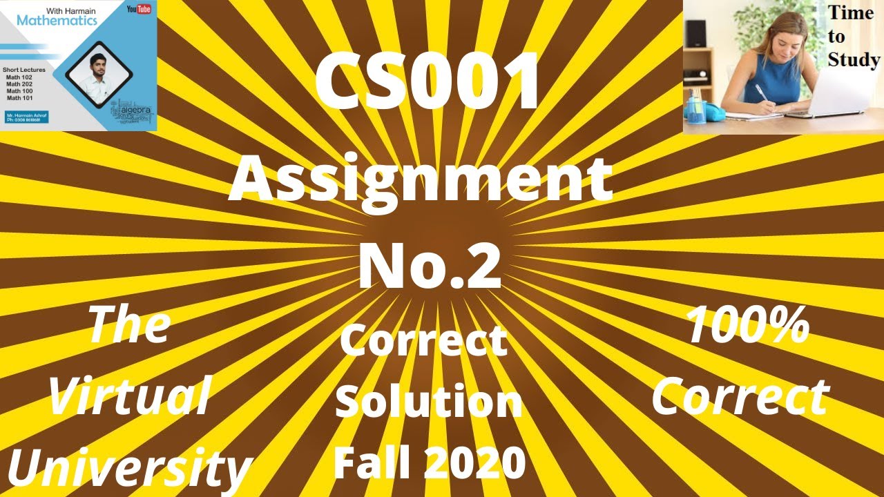CS001 : CS 001  assignment 02 solution fall 2020 virtual university vu.