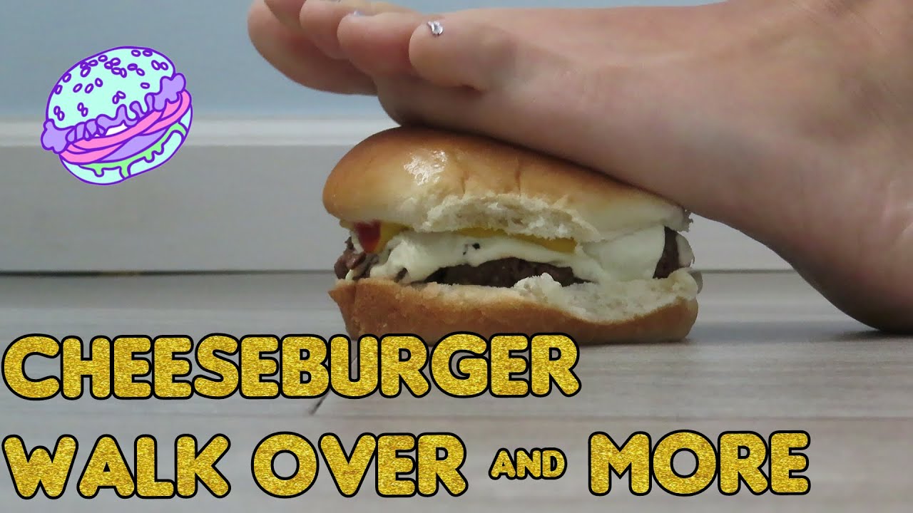 *Barefoot Crush* Cheeseburger Walk Over & More *Fetish* 18+ Jump, Heel, & Toe Squish