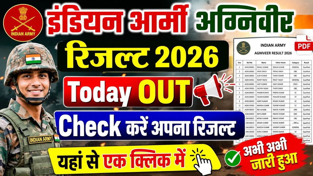 Indian Army Agniveer Result 2026 | Indian Army Agniveer Result 2026 Kaise Check kare ? Army Result 