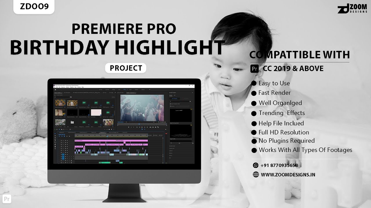 Birthday Highlight Project Free Download  | 1st birthday highlights | Z009
