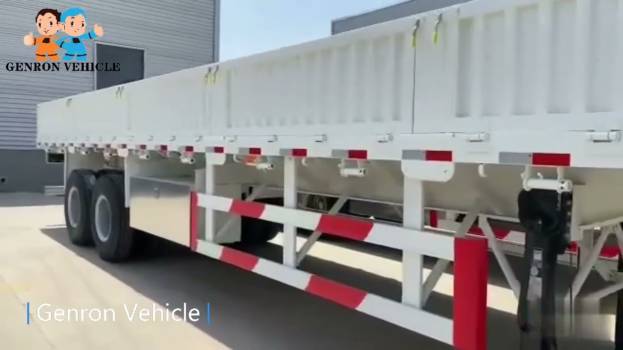 China Genron Vehicle//2 Axles Load Capactity 30Tons Side Wall Semi Trailer/Semi Remorque Carosserrie