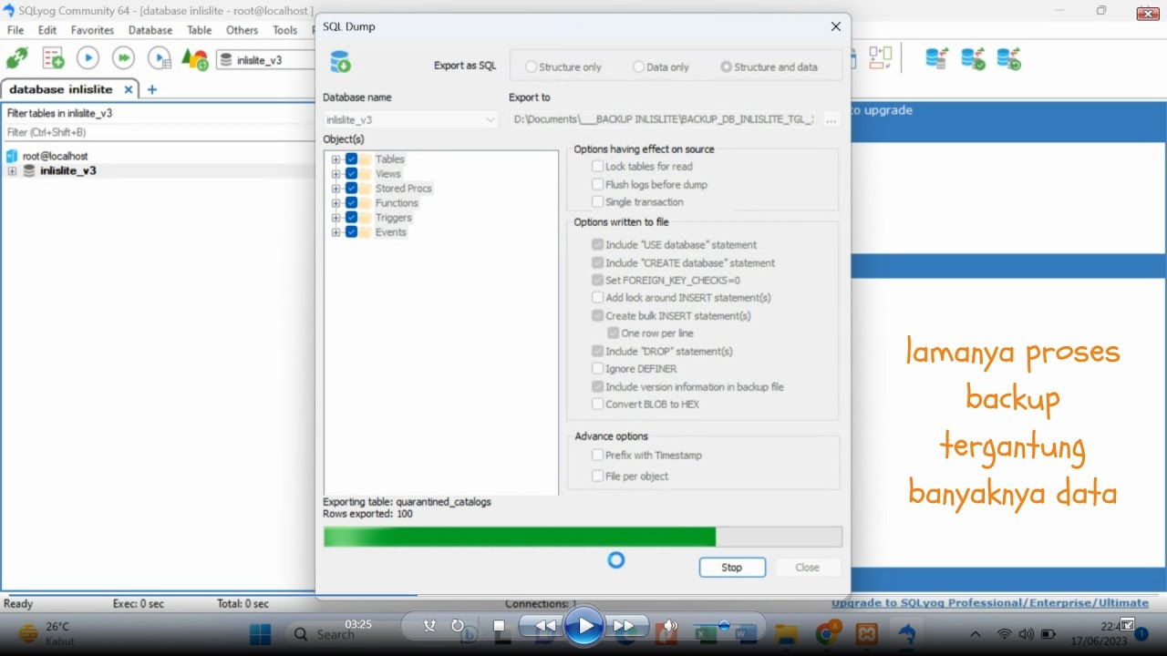 Tutorial Backup Database INLISLite dengan aplikasi SQLYOG