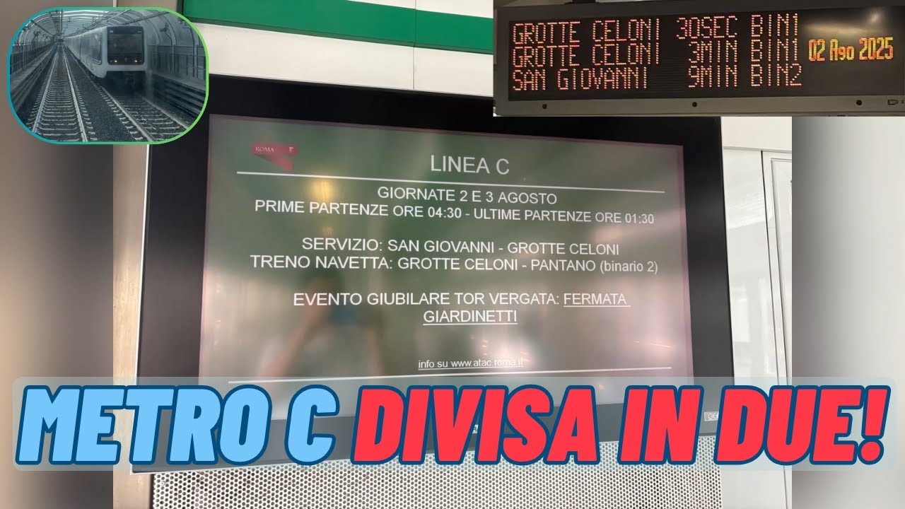 Metro C divisa in due! Cosa è successo oggi tra Grotte Celoni e Pantano? 2/8/25