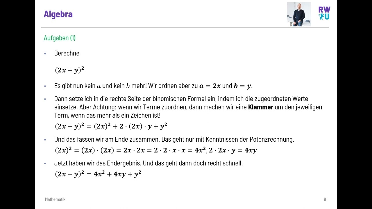 Schulmathematik - Binomische Formeln