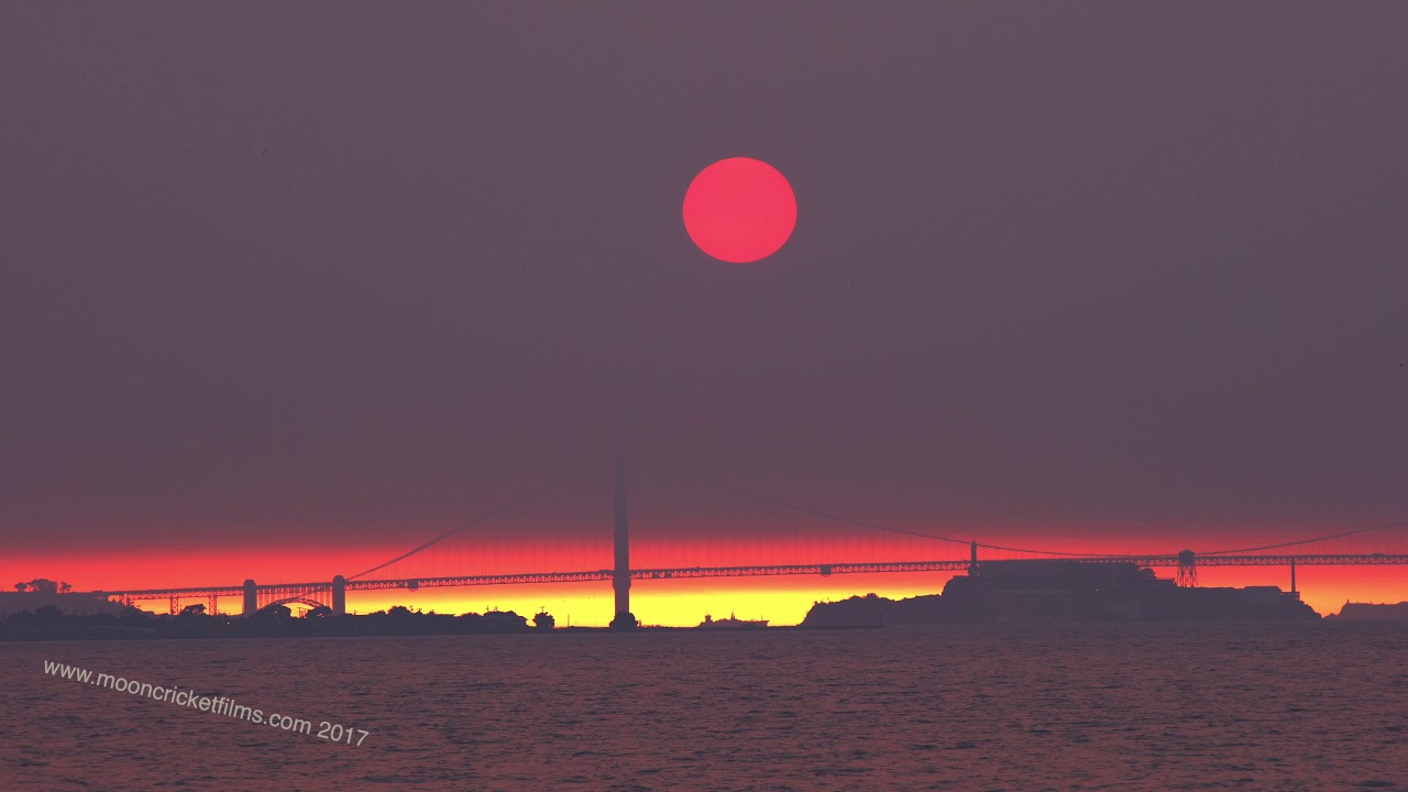 Red sunset San Francisco smoke from fires