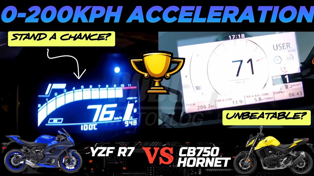 Yamaha YZF R7 🆚️ Honda CB750 Hornet | 0-200kph Acceleration | Top Speed Attempt 🔥