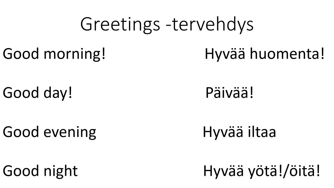 Lets learn greetings in Finnish language with (FinlandstorieswithLE)