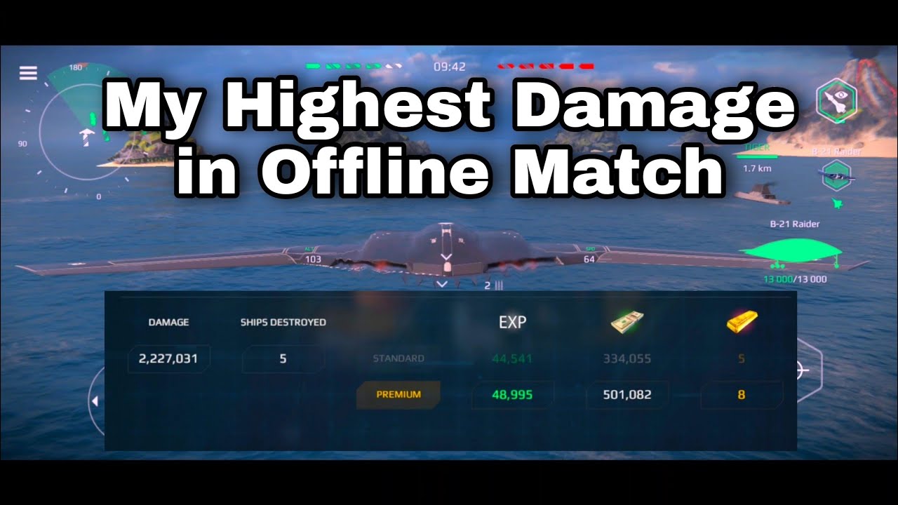 Modern Warship: My HIGHEST Damage in Offline match.  featuring B-21 Raider.