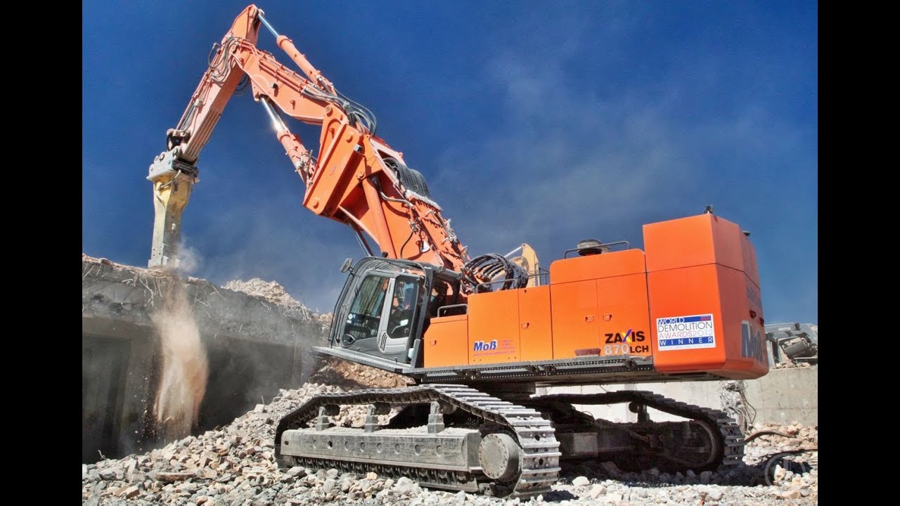 Hitachi ZX 870 XXL Longfront Bagger mit Oil-Quick und Atlas Copco HB7000 (HD)