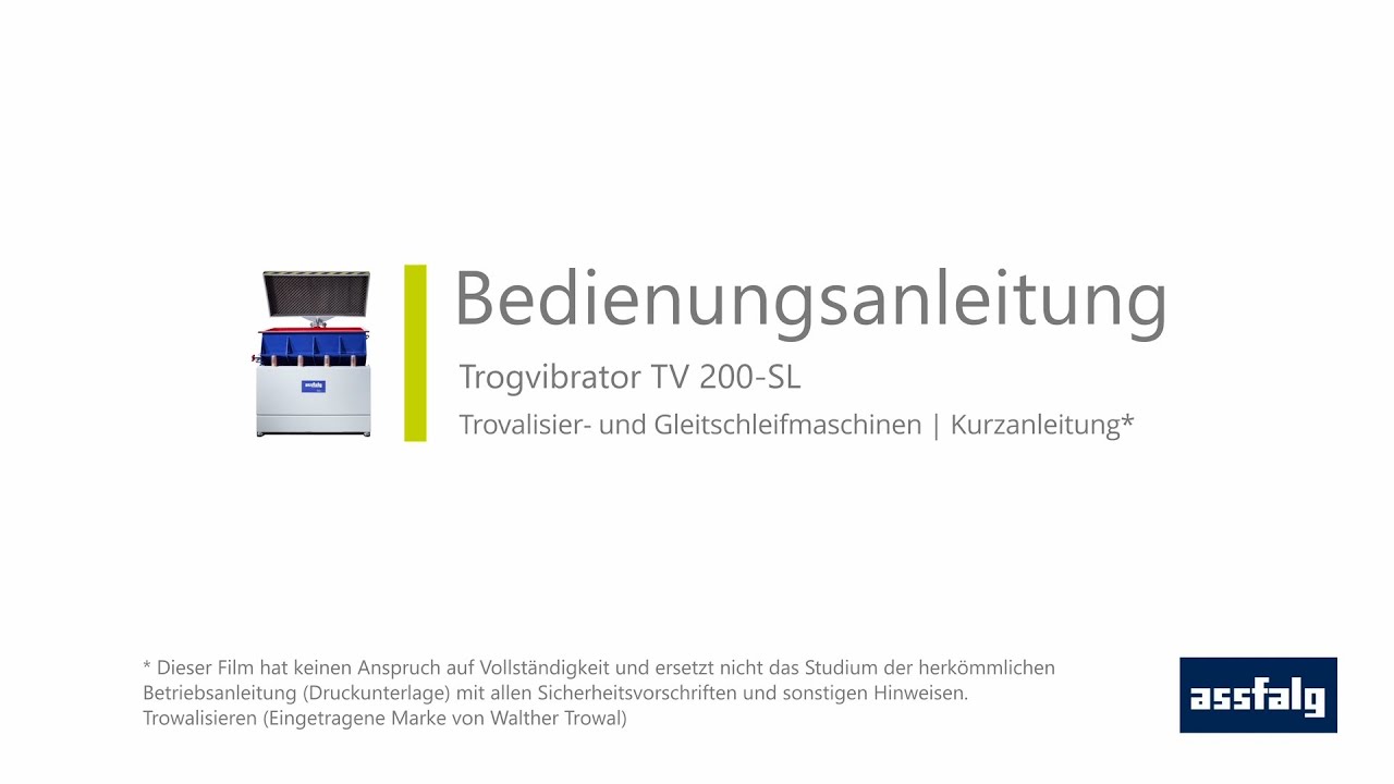 Gleitschleifen - Assfalg Trogvibrator TV200 SL