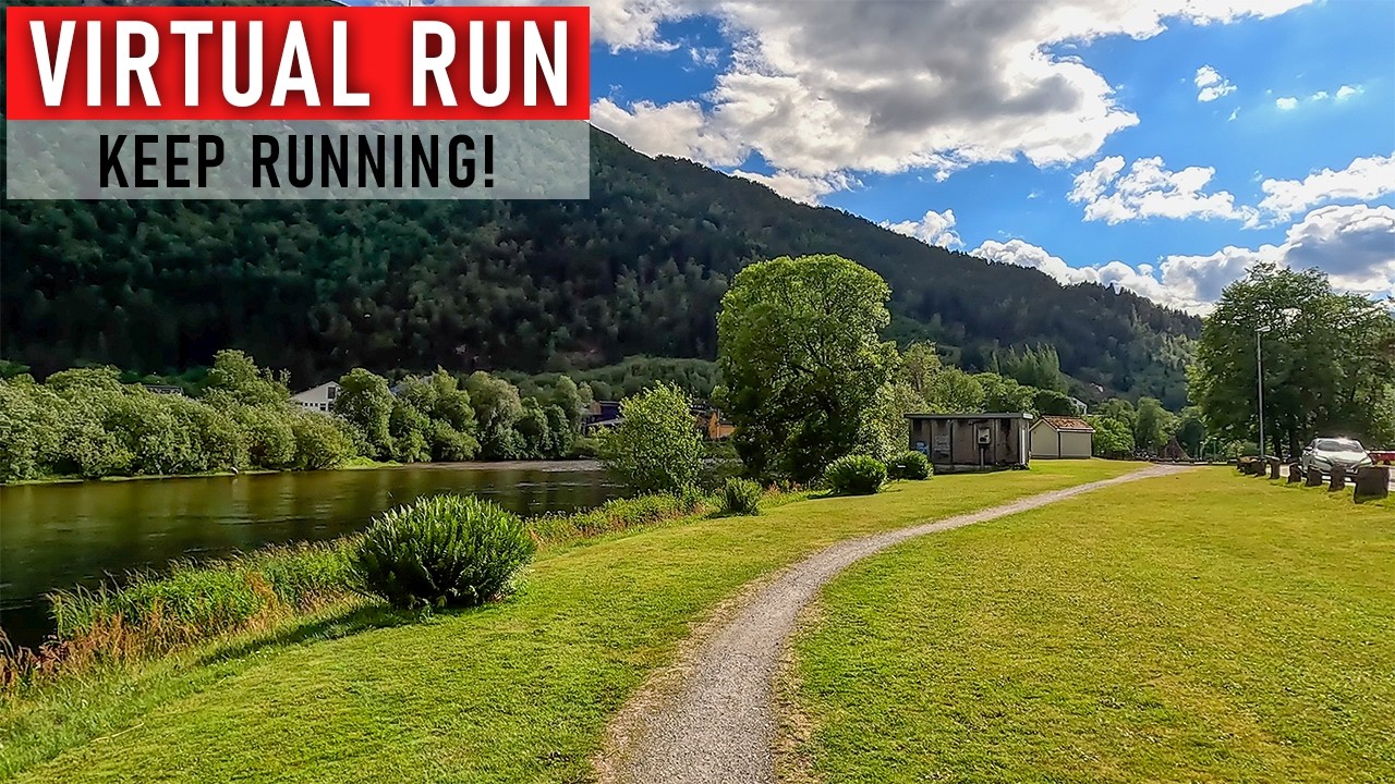Virtual Run | Gravel Along The River in the Park