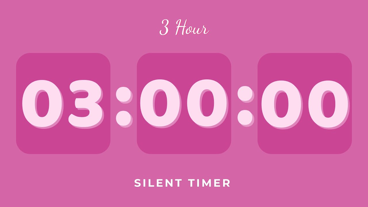 3 Hour Silent Timer | Cute Ending Alarm | Pastel Pink Aesthetic | Study & Focus