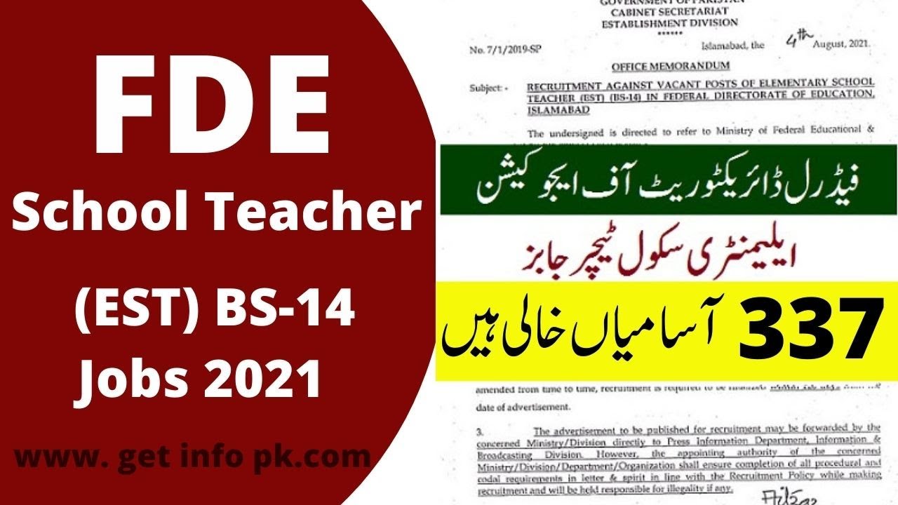 Elementary school teacher jobs 2021-22 male female apply online