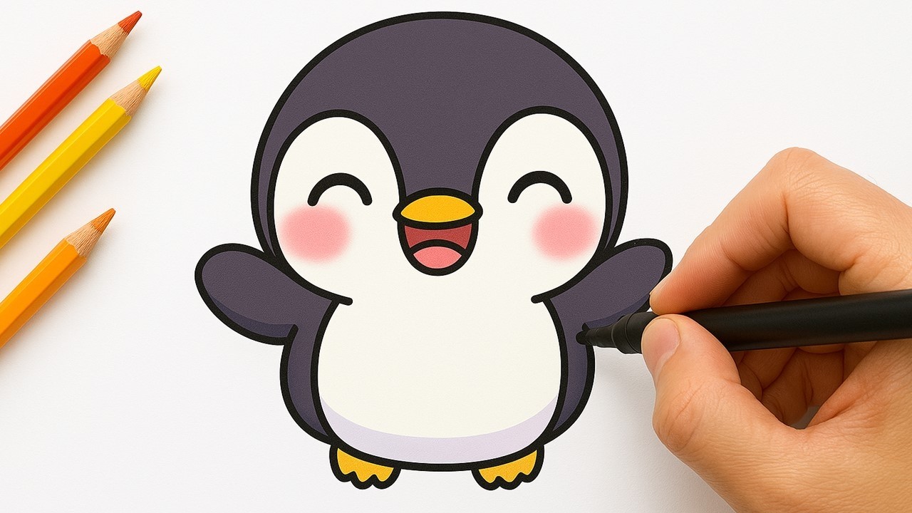 HOW TO DRAW A CUTE PENGUIN 🐧💗
