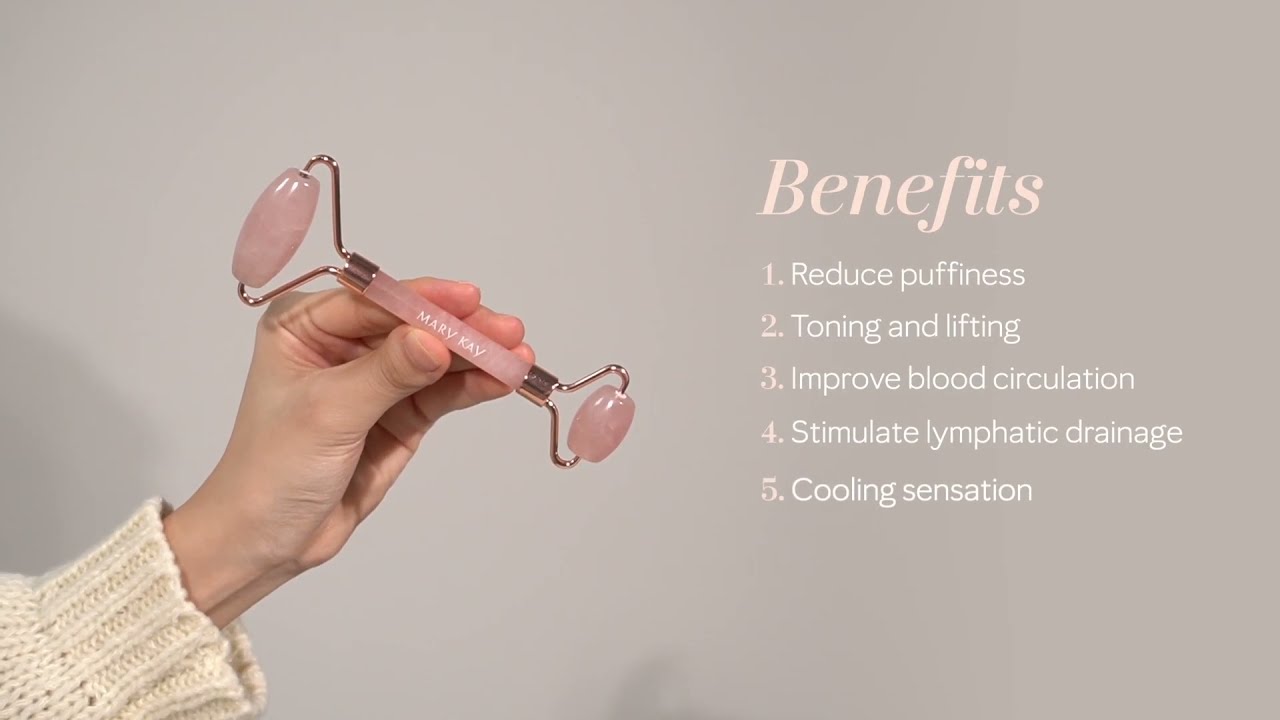 Facial Massage Routine with  Rose Quartz Facial Roller Massager