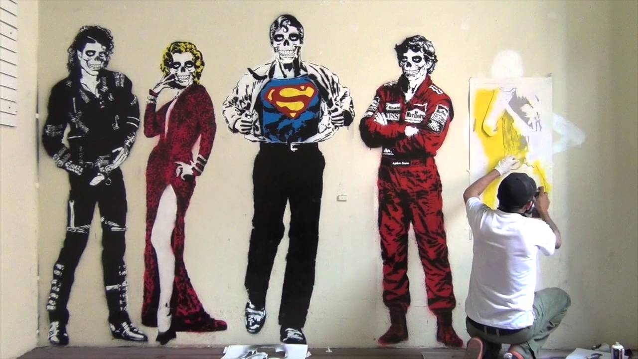 Stencil Graffiti Art - Michael Jackson, Marilyn Monroe, Amy Wine House.